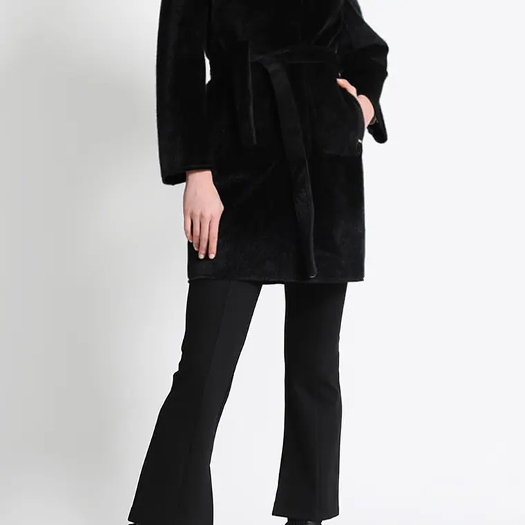 ABRIGO RECTO EFECTO POTRO NEGRO CON SOLAPA (TALLAS S a L) 2