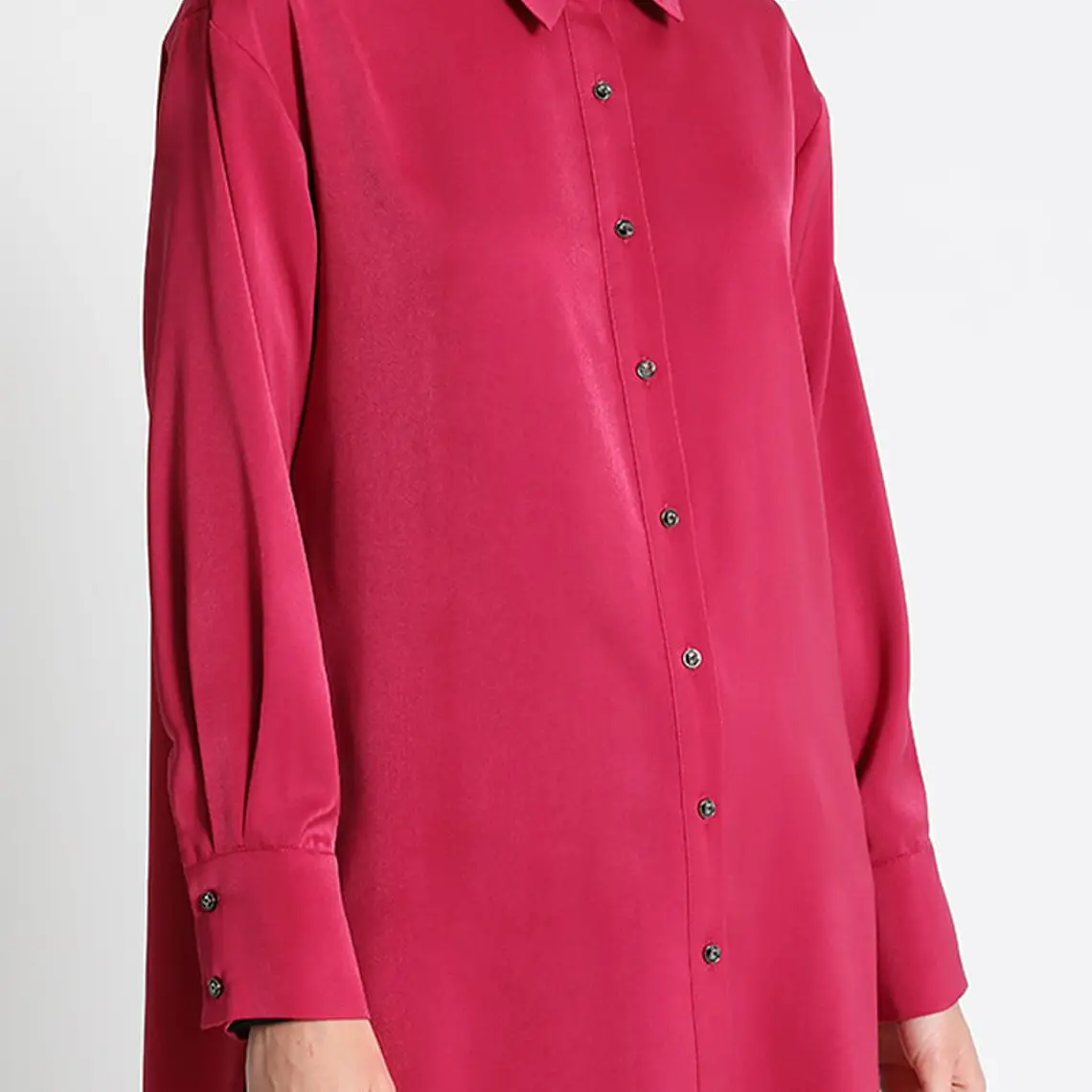 BLUSA CAMISERA SATÍN BOTÓN JOYA FRESA (TALLA M) 1