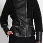 CHAQUETA BIKER MIX EFECTO PIEL Y CUERO  NEGRO (TALLA XL) - Miniatura 1