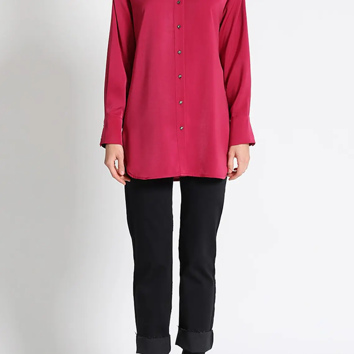 BLUSA CAMISERA SATÍN BOTÓN JOYA FRESA (TALLA M) 3