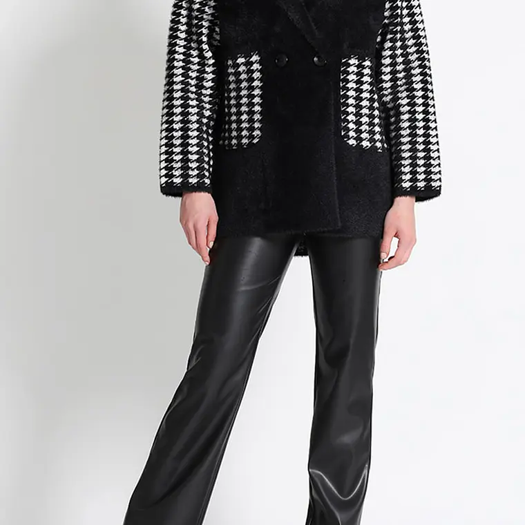 CHAQUETÓN RECTO TEJIDO MIX FANTASÍA LISO NEGRO (TALLA L) 2