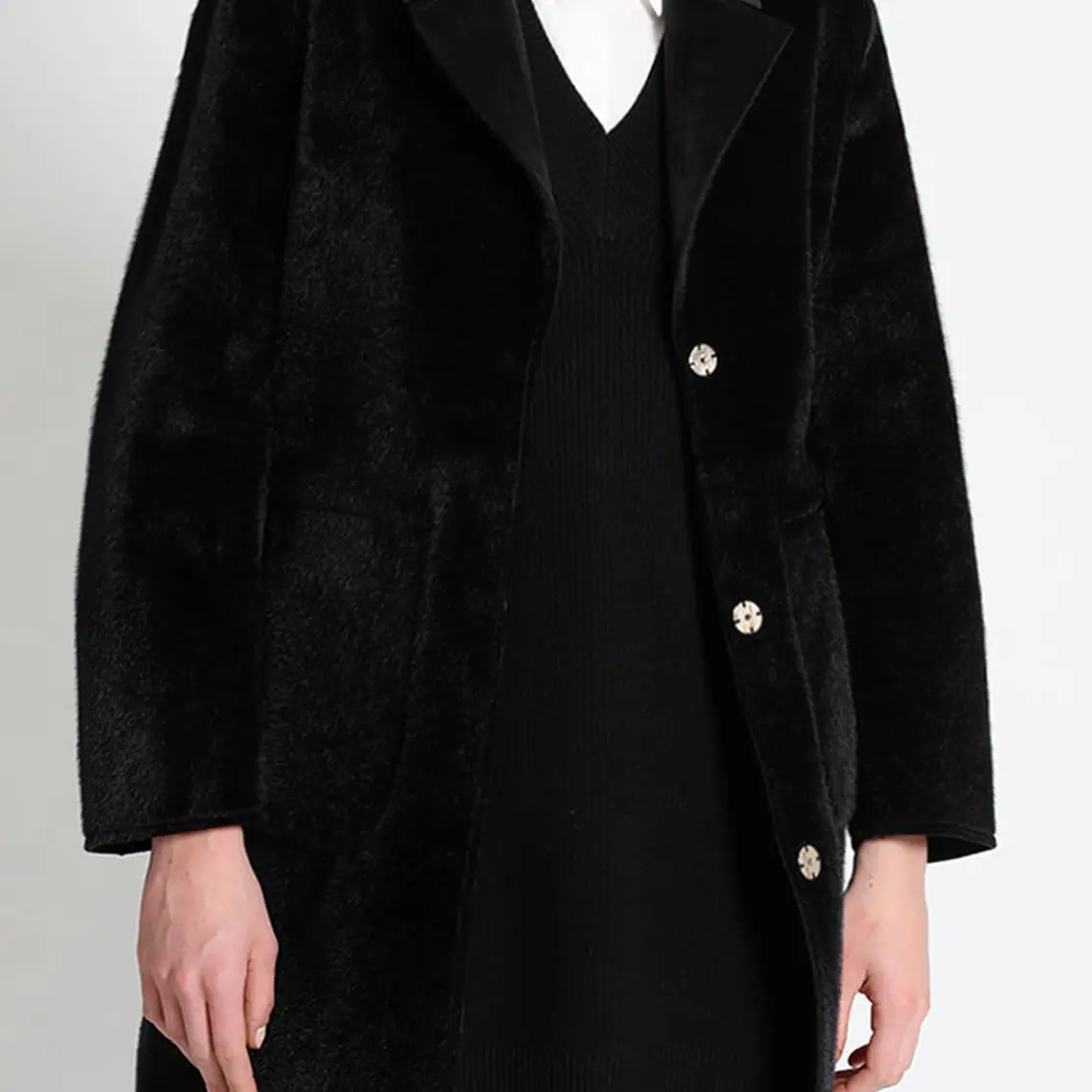 ABRIGO RECTO EFECTO POTRO NEGRO CON SOLAPA (TALLAS S a L) 4