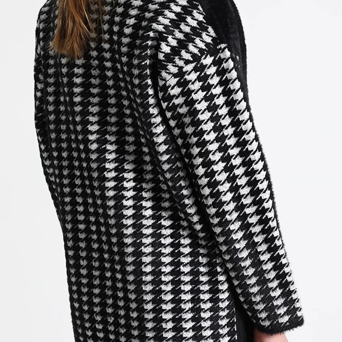 CHAQUETÓN RECTO TEJIDO MIX FANTASÍA LISO NEGRO (TALLA L) 4