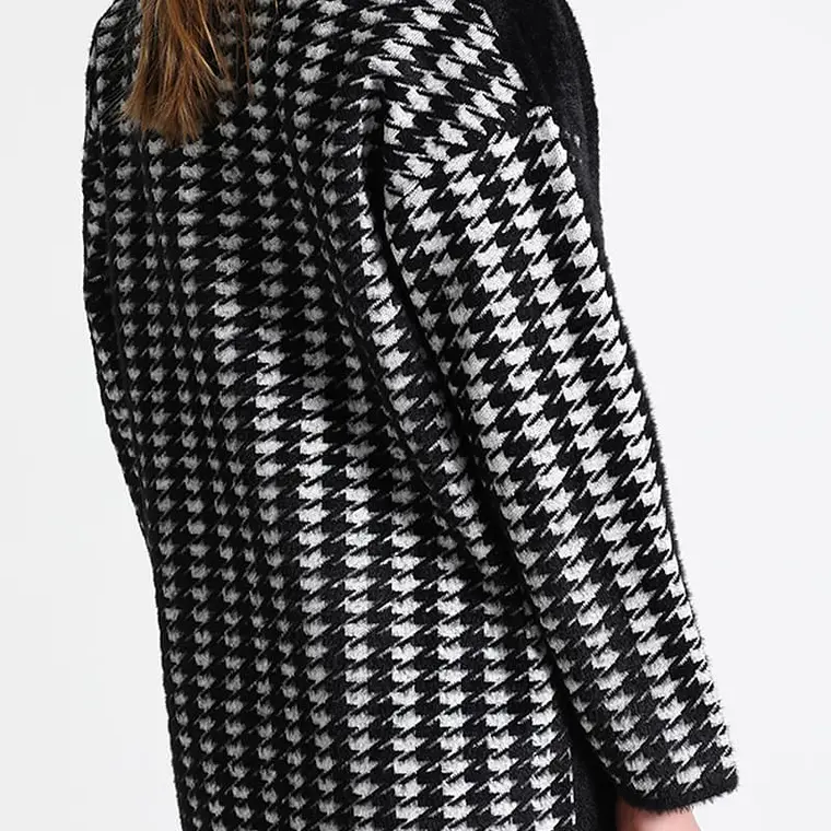 CHAQUETÓN RECTO TEJIDO MIX FANTASÍA LISO NEGRO (TALLA L) 4