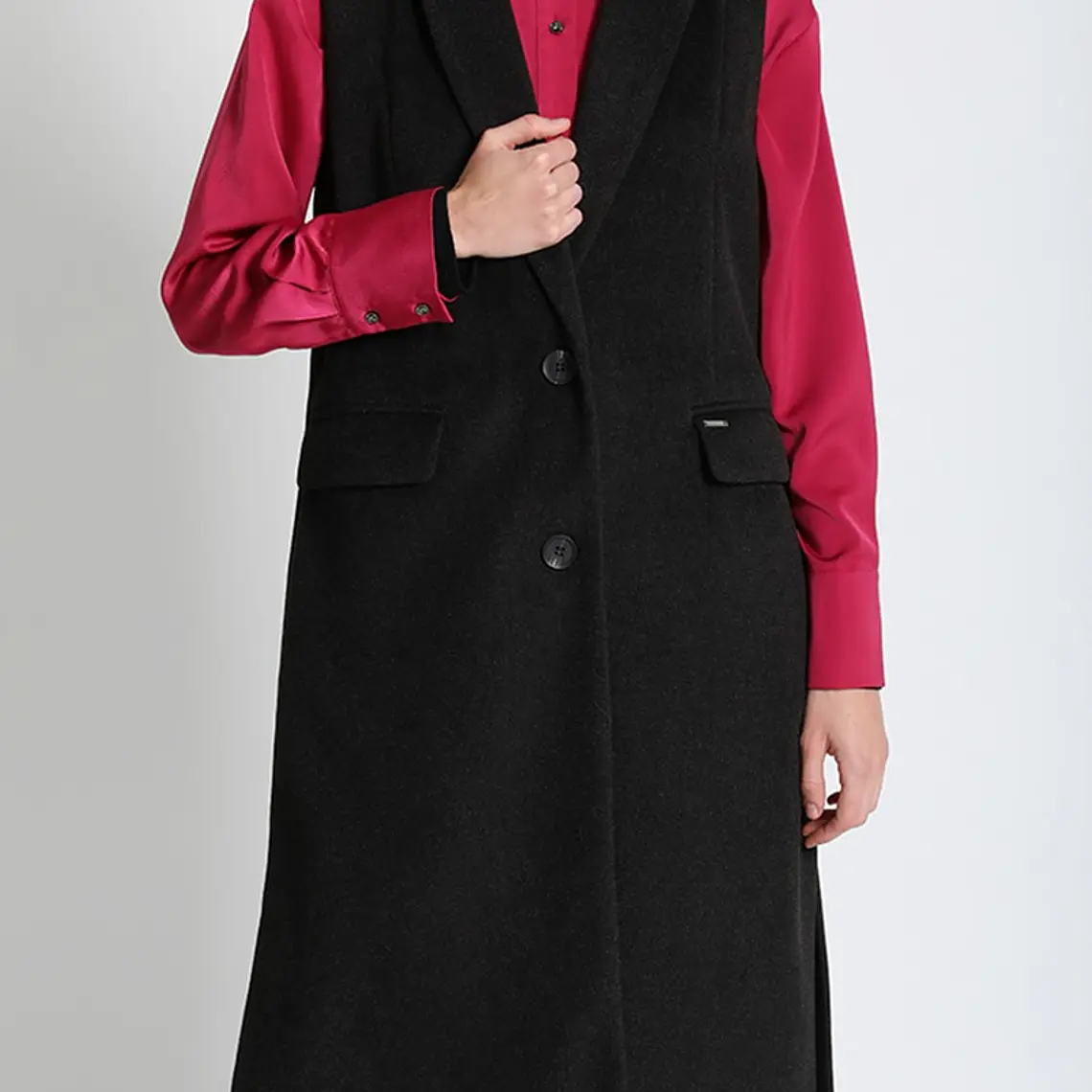 ABRIGO LARGO SIN MANGAS MUFLÓN MELANGE GRAFITO (TALLA L) 1