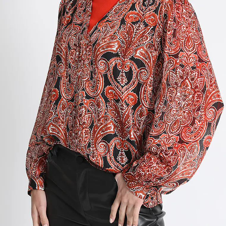 BLUSA MAO ESTAMPADA NARANJO (TALLA S) 2