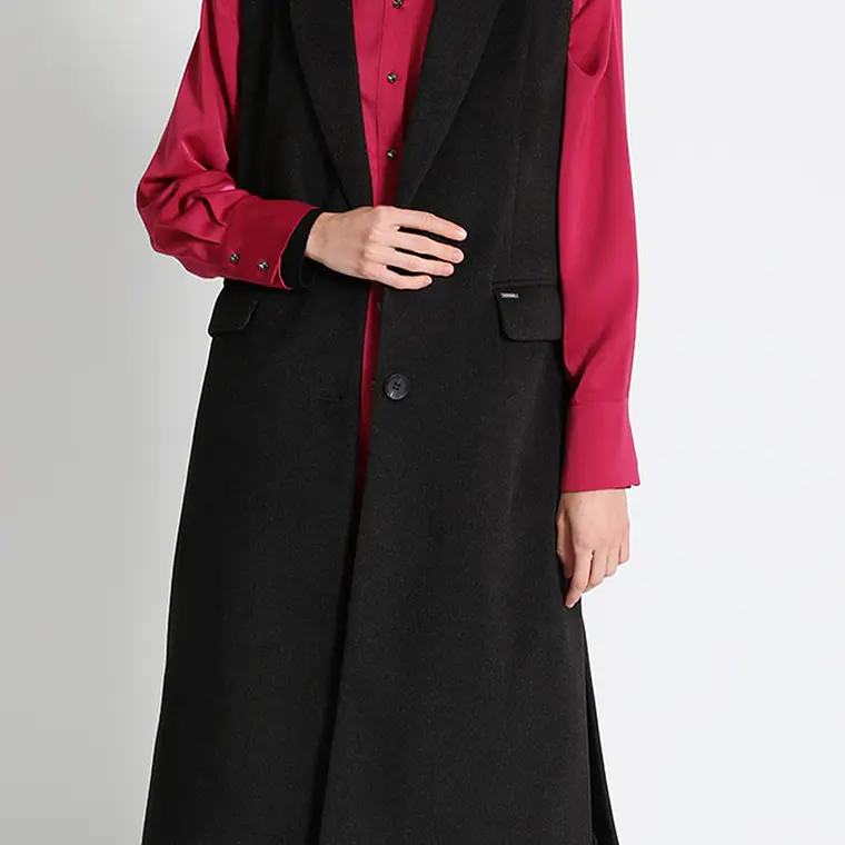 ABRIGO LARGO SIN MANGAS MUFLÓN MELANGE GRAFITO (TALLA L) 2