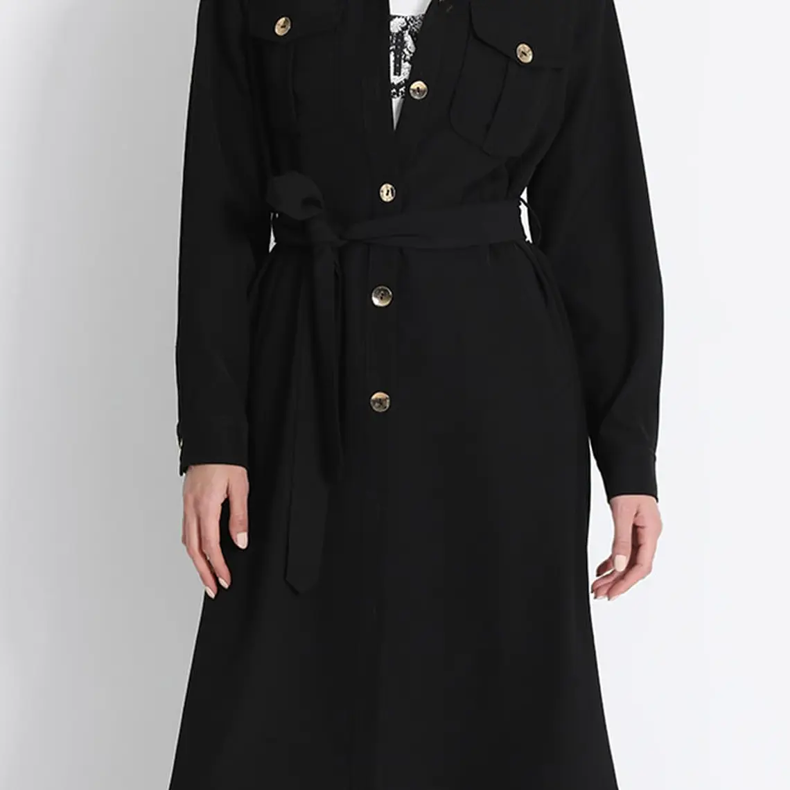 TAPADO Y VESTIDO MIDI CON LAZO NEGRO (TALLA L) 1