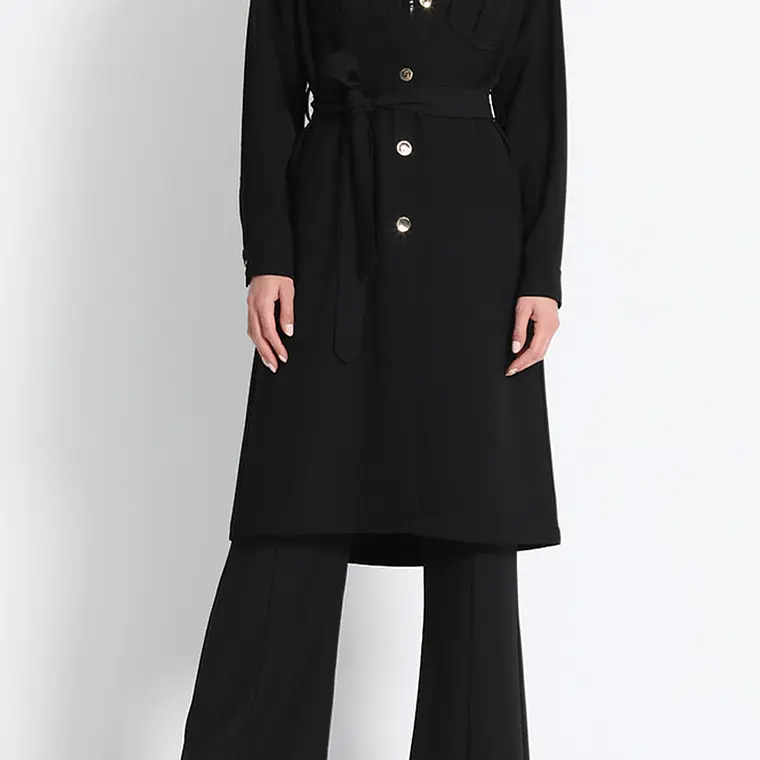 TAPADO Y VESTIDO MIDI CON LAZO NEGRO (TALLA L) 2