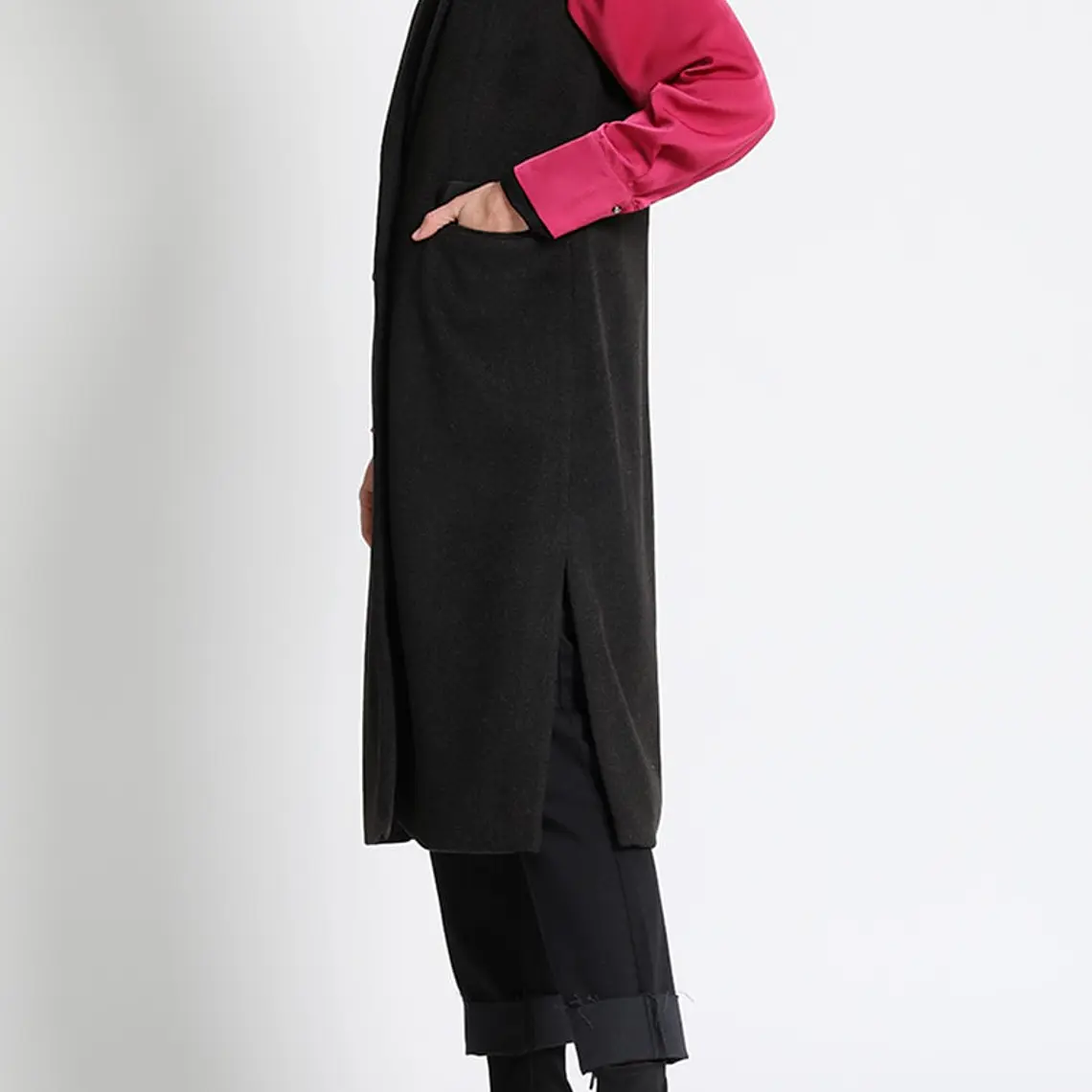 ABRIGO LARGO SIN MANGAS MUFLÓN MELANGE GRAFITO (TALLA L) 4