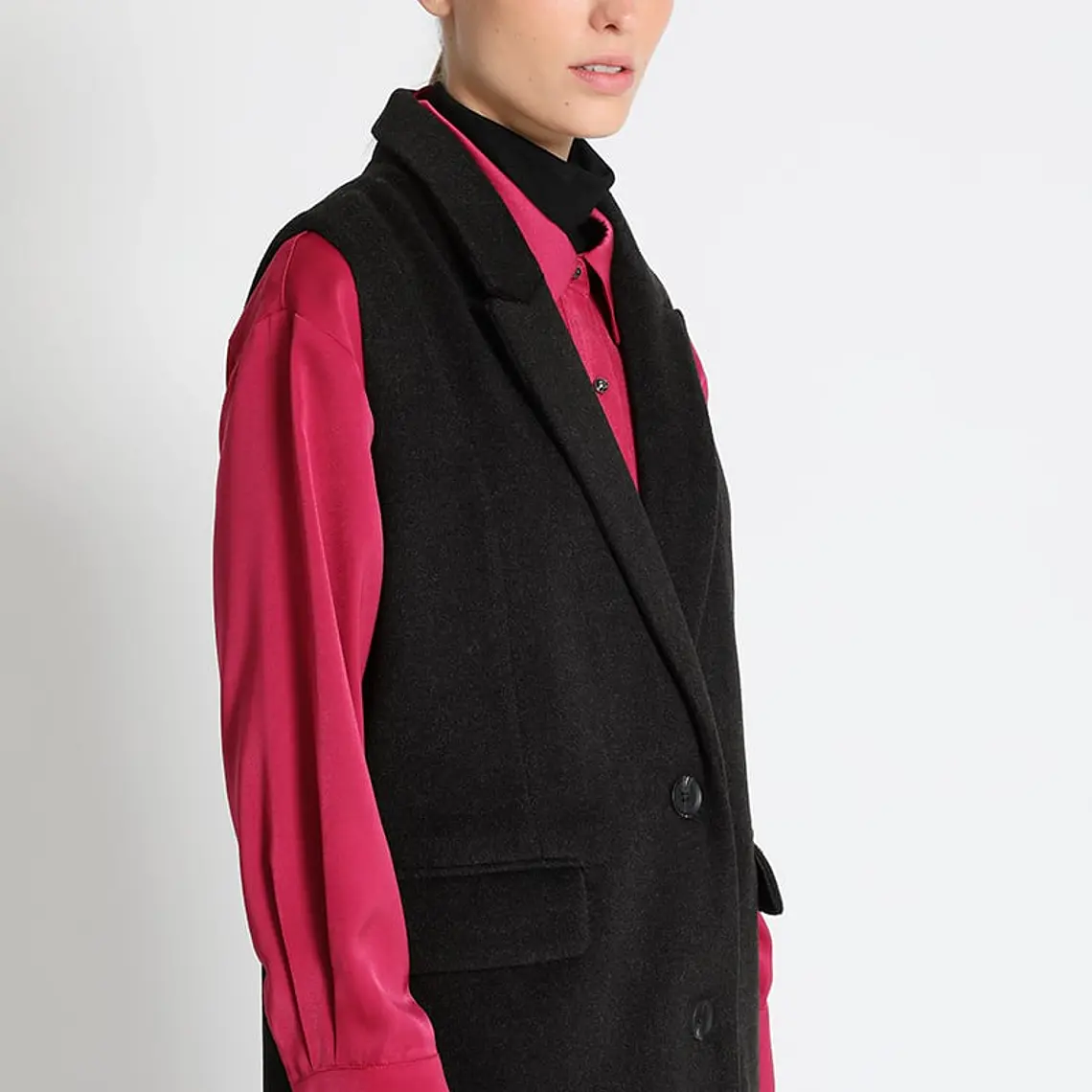 ABRIGO LARGO SIN MANGAS MUFLÓN MELANGE GRAFITO (TALLA L) 6