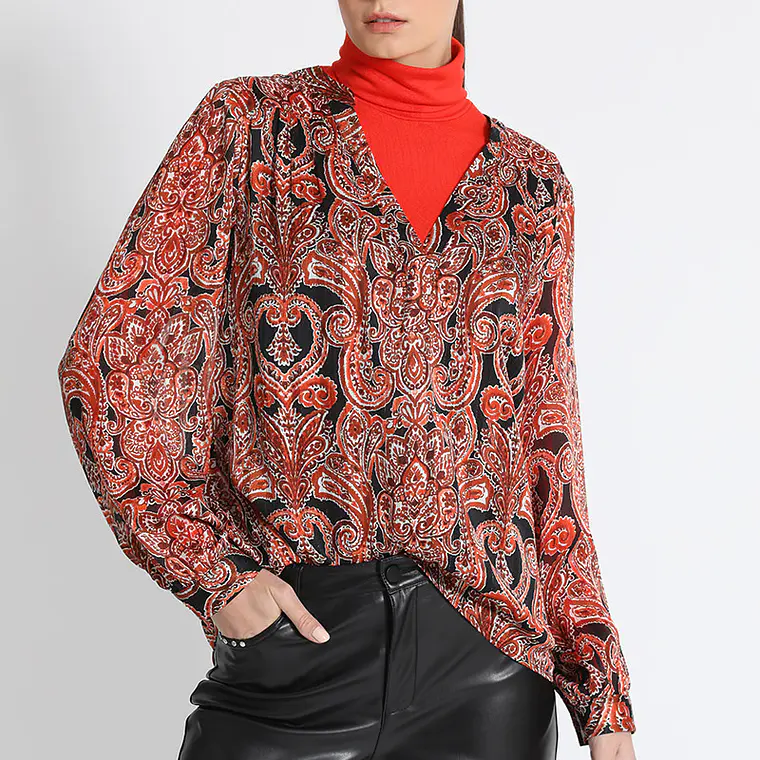 BLUSA MAO ESTAMPADA NARANJO (TALLA S) 6