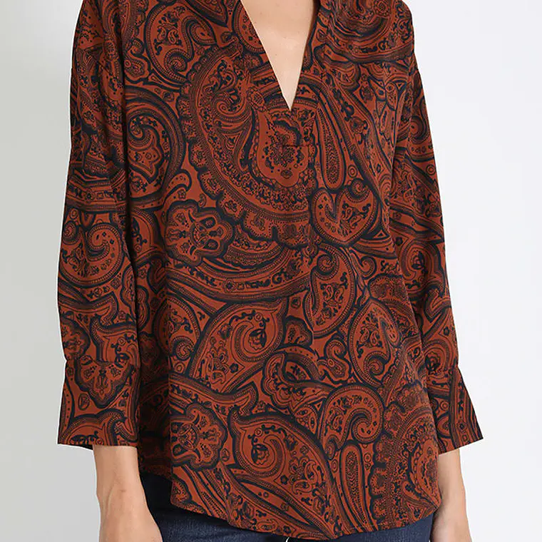 BLUSA ESTAMPADO PAISLEY NARANJO (TALLA L) 1