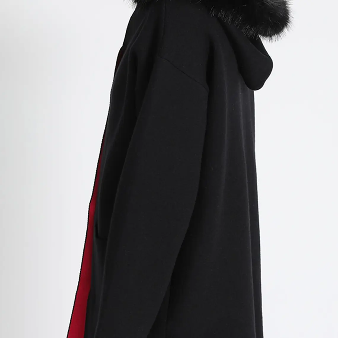 CHAQUETÓN RECTO TEJIDO CON CAPUCHÓN PIEL NEGRO (TALLA XL) 3