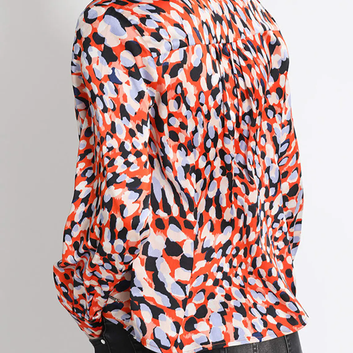 BLUSA CAMISERA SATÍN ESTAMPADO NARANJO (TALLA L) 5