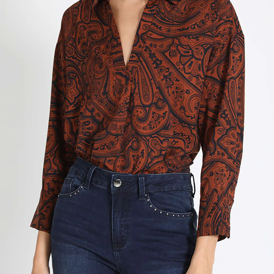 BLUSA ESTAMPADO PAISLEY NARANJO (TALLA L) 3