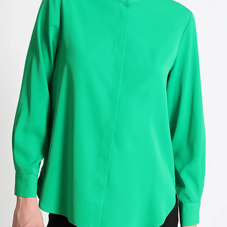 BLUSA CUELLO MAO VERDE, BOTÓN JOYA (TALLA L) 1