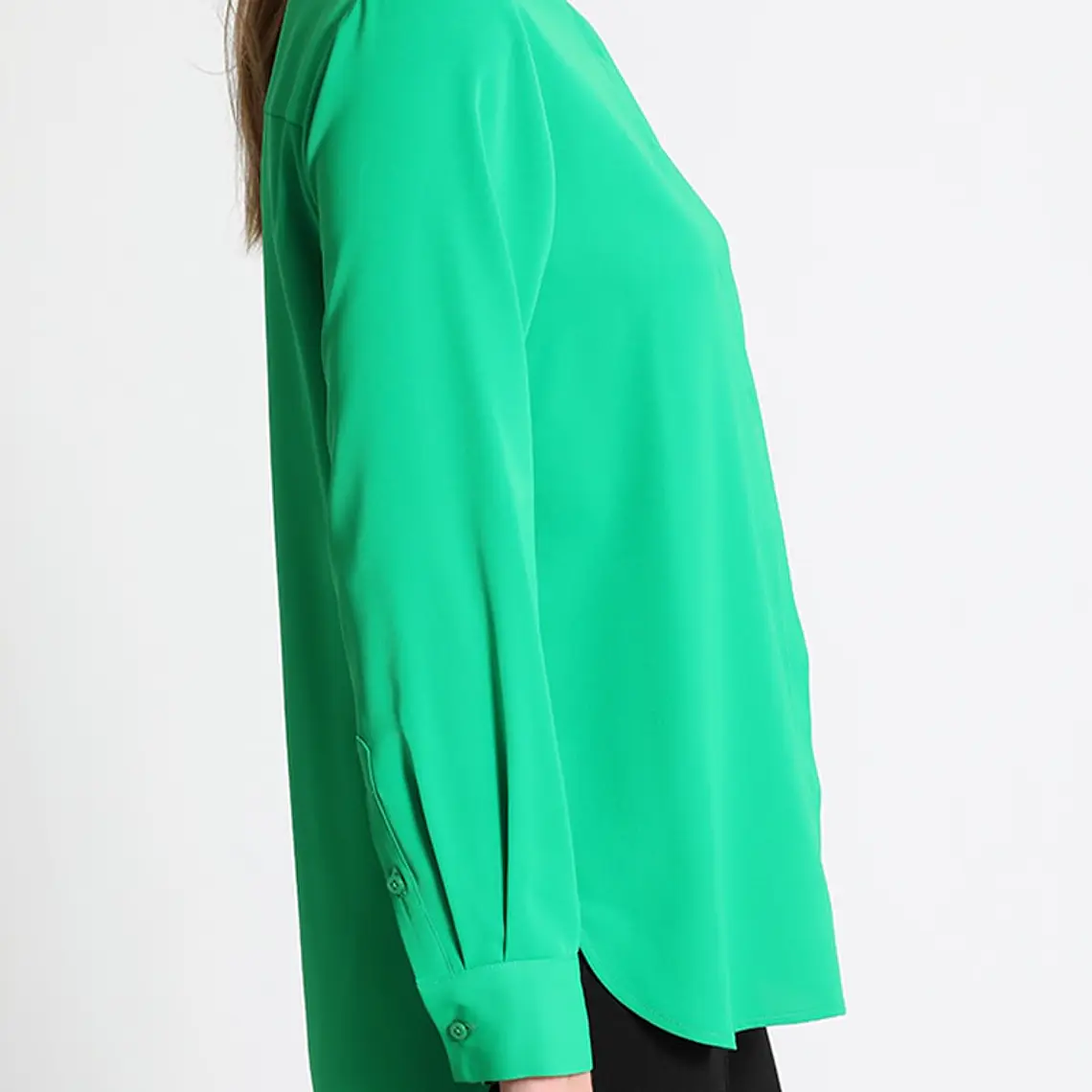 BLUSA CUELLO MAO VERDE, BOTÓN JOYA (TALLA L) 3