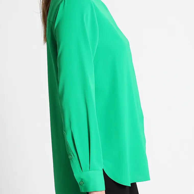 BLUSA CUELLO MAO VERDE, BOTÓN JOYA (TALLA L) 3