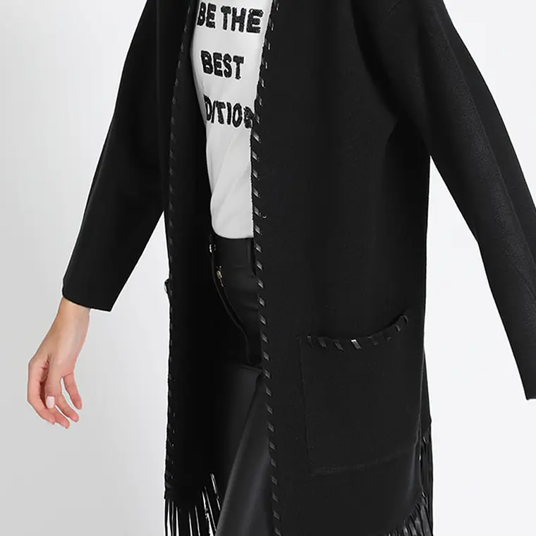 TAPADO TEJIDO CON FLECOS, NEGRO (TALLAS S a L) 1