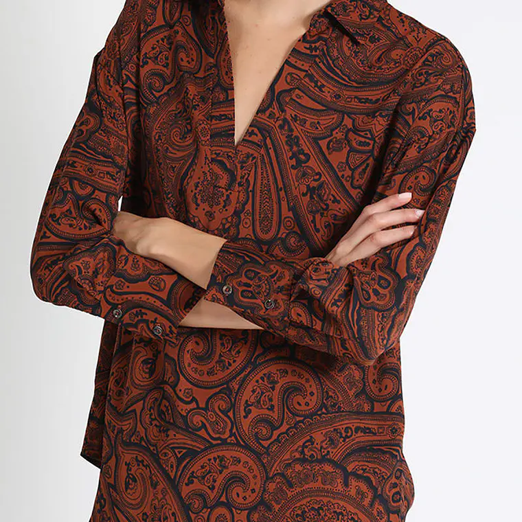 BLUSA ESTAMPADO PAISLEY NARANJO (TALLA L) 5