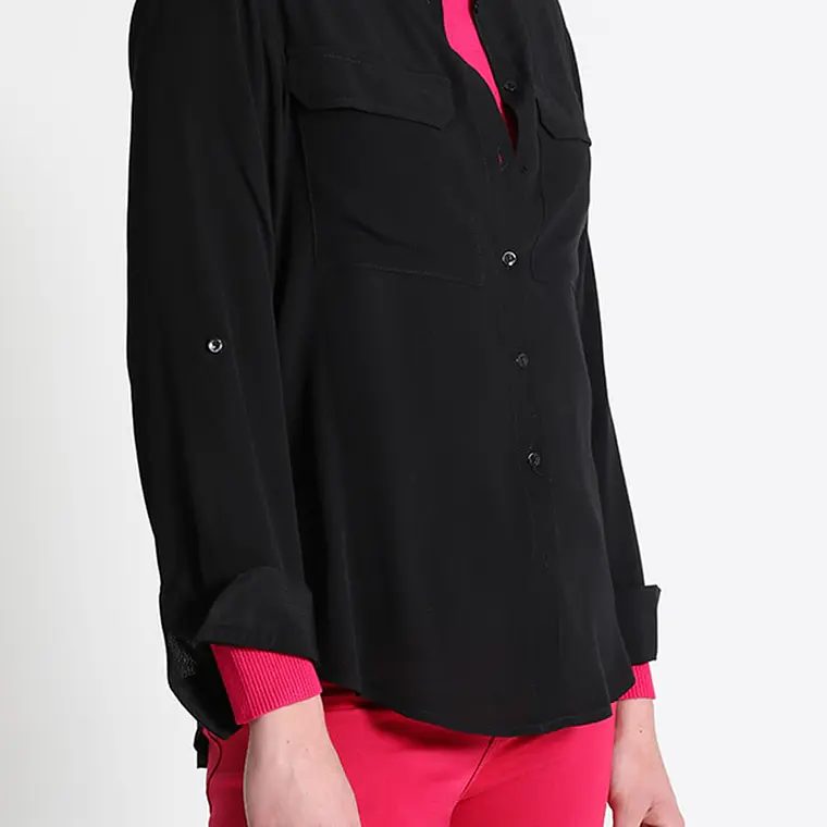 BLUSA CAMISERA FLUIDA NEGRO (TALLA S) 3