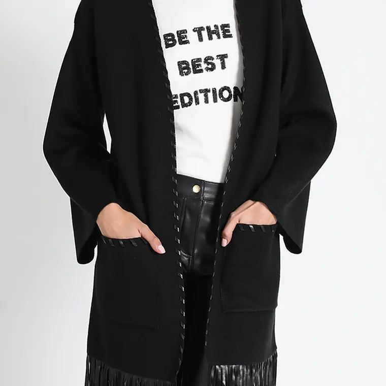 TAPADO TEJIDO CON FLECOS, NEGRO (TALLAS S a L) 6