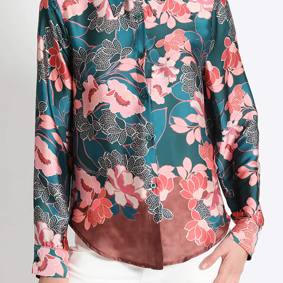 BLUSA CAMISERA SATÍN ESTAMPADO, COLECCIÓN ITALIA (TALLA S) 1