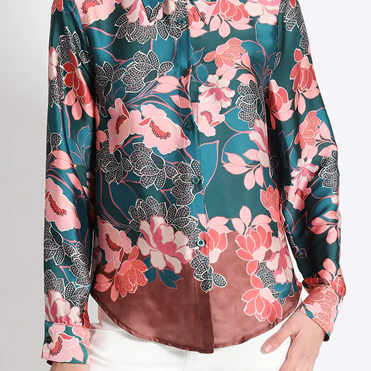 BLUSA CAMISERA SATÍN ESTAMPADO, COLECCIÓN ITALIA (TALLA S) 1