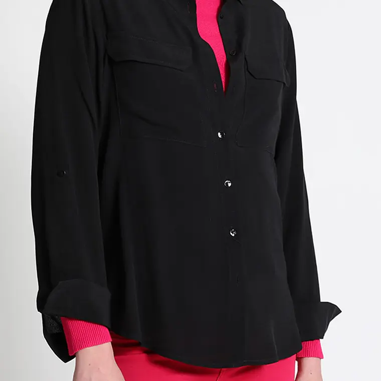 BLUSA CAMISERA FLUIDA NEGRO (TALLA S) 4