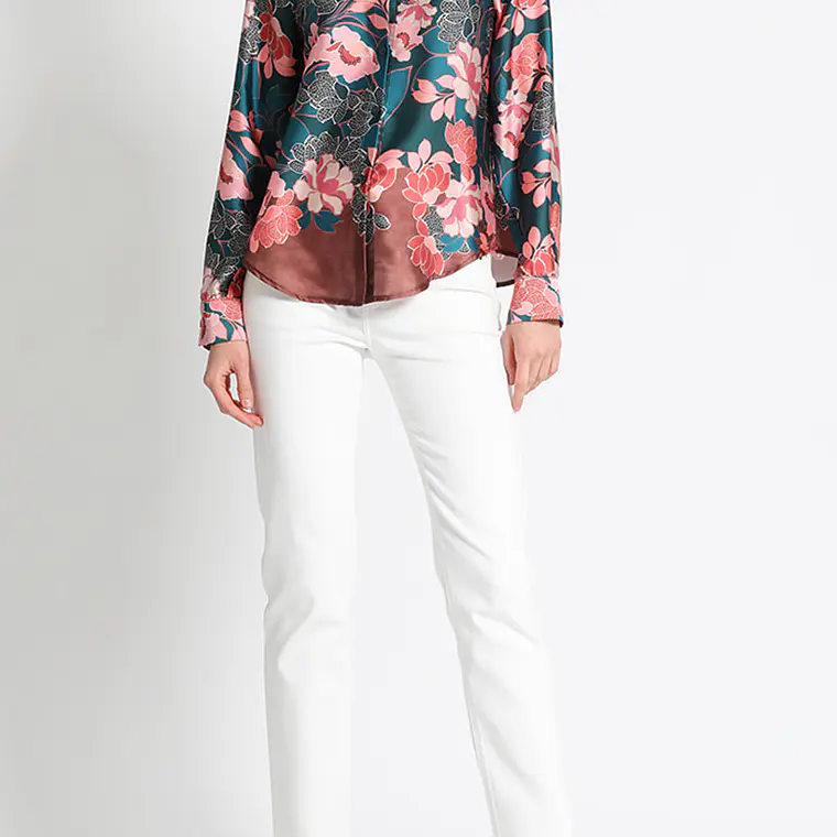 BLUSA CAMISERA SATÍN ESTAMPADO, COLECCIÓN ITALIA (TALLA S) 2