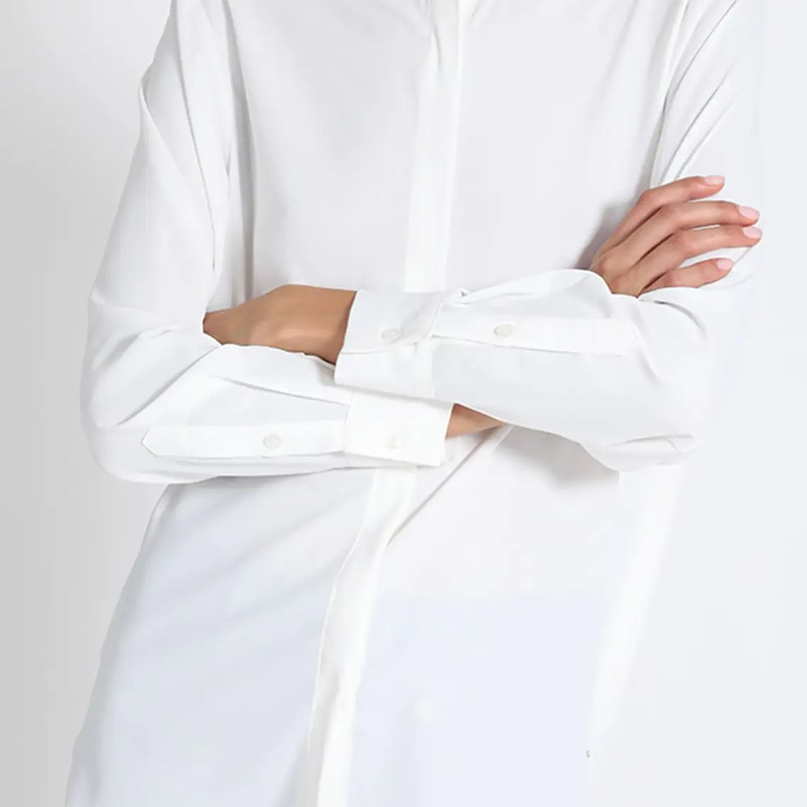 BLUSA CUELLO MAO, BOTÓN JOYA, CRUDO (TALLA L) 4