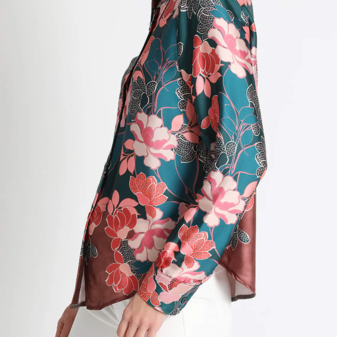 BLUSA CAMISERA SATÍN ESTAMPADO, COLECCIÓN ITALIA (TALLA S) 3