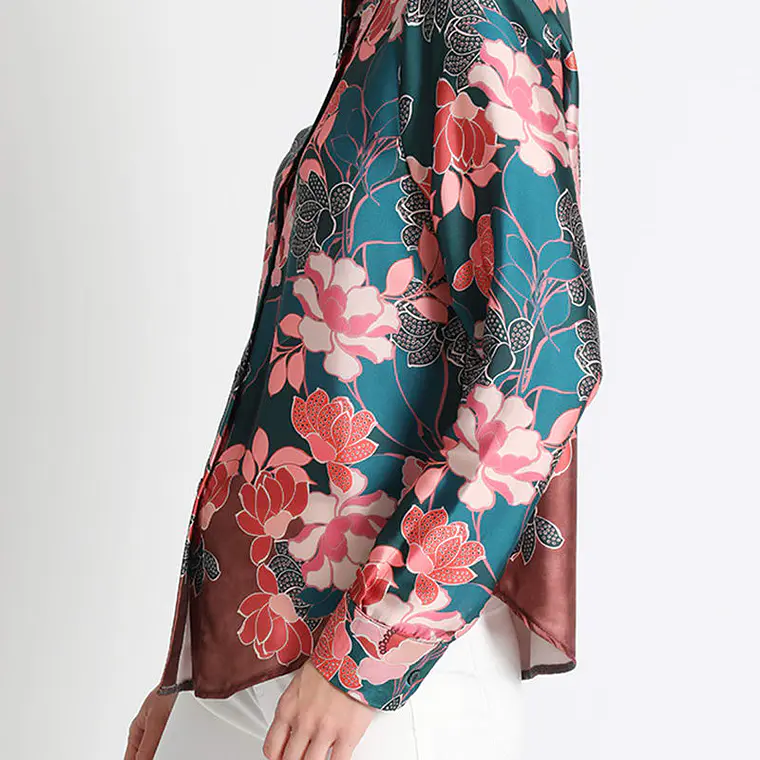 BLUSA CAMISERA SATÍN ESTAMPADO, COLECCIÓN ITALIA (TALLA S) 3