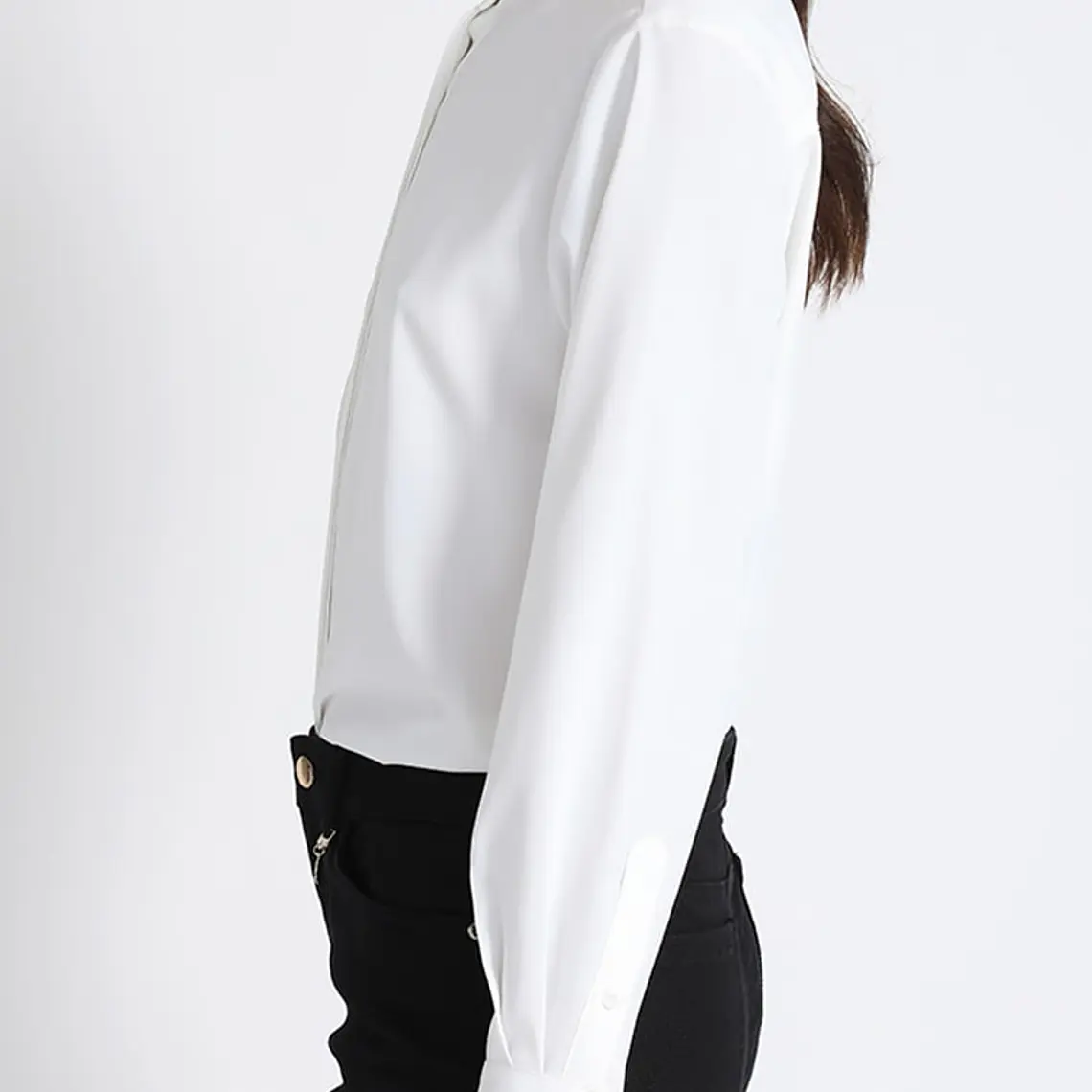 BLUSA CUELLO MAO, BOTÓN JOYA, CRUDO (TALLA L) 5