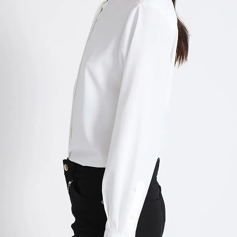 BLUSA CUELLO MAO, BOTÓN JOYA, CRUDO (TALLA L) 5