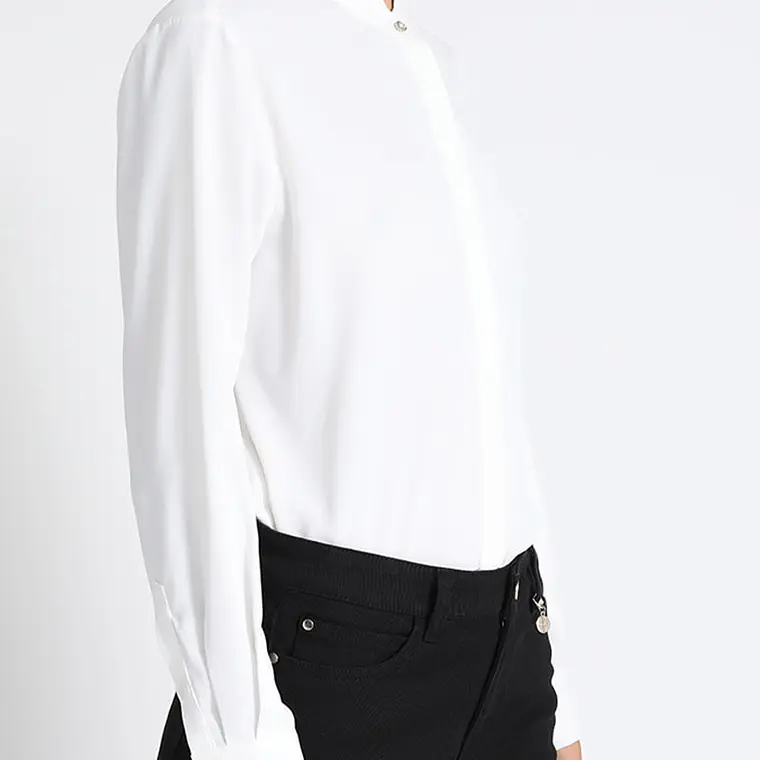 BLUSA CUELLO MAO, BOTÓN JOYA, CRUDO (TALLA L) 6