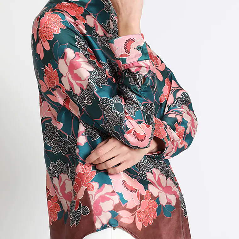 BLUSA CAMISERA SATÍN ESTAMPADO, COLECCIÓN ITALIA (TALLA S) 5