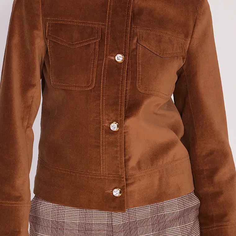 CHAQUETA CHOCOLATE BOTÓN JOYA (TALLA 42) 1