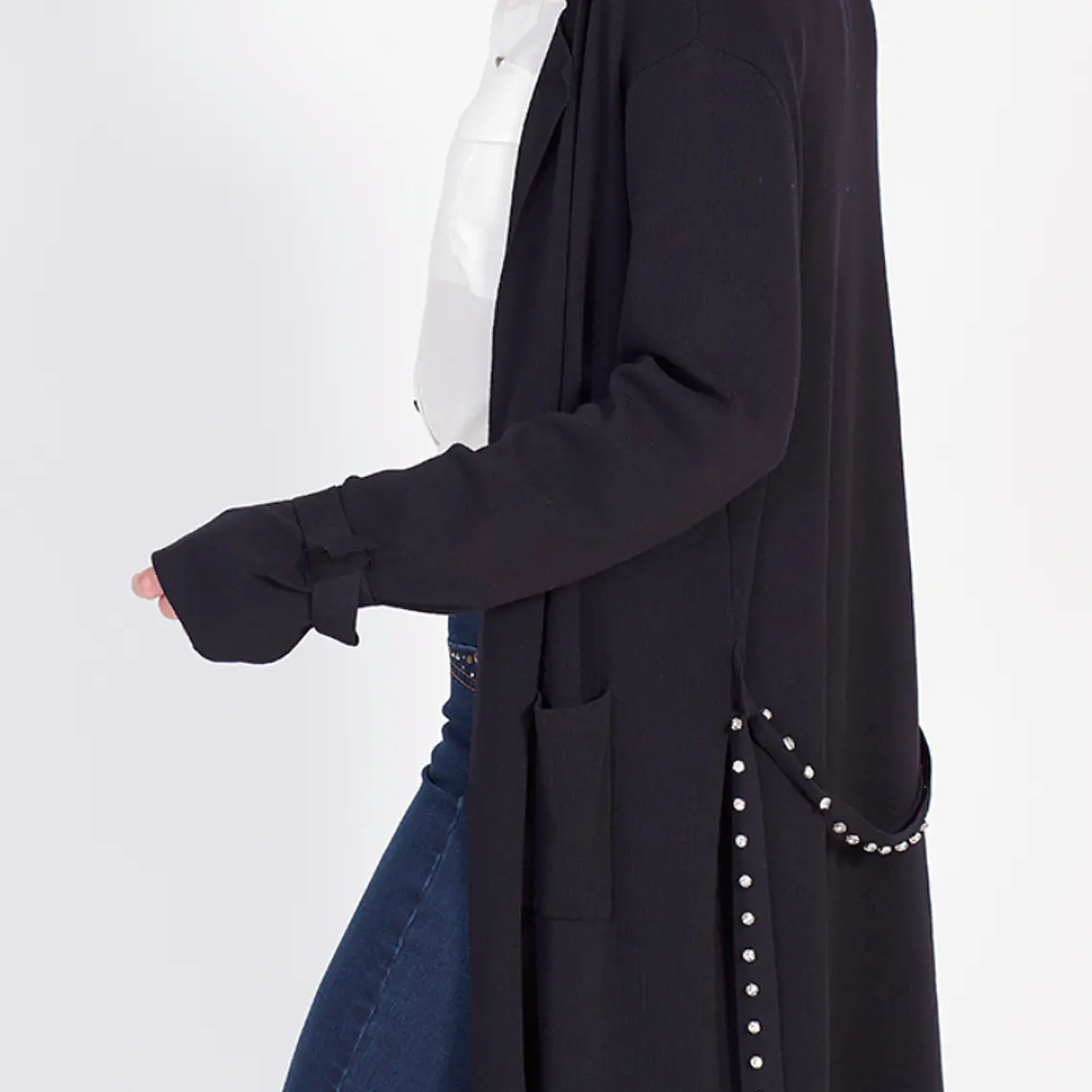 TAPADO LARGO TEJIDO CON APLICACIÓN STRASS NEGRO (TALLAS M y L) 2