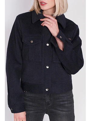 CHAQUETA RECTA MELANGE NEGRO LARGO 52 CM ESPALDA (TALLA L)