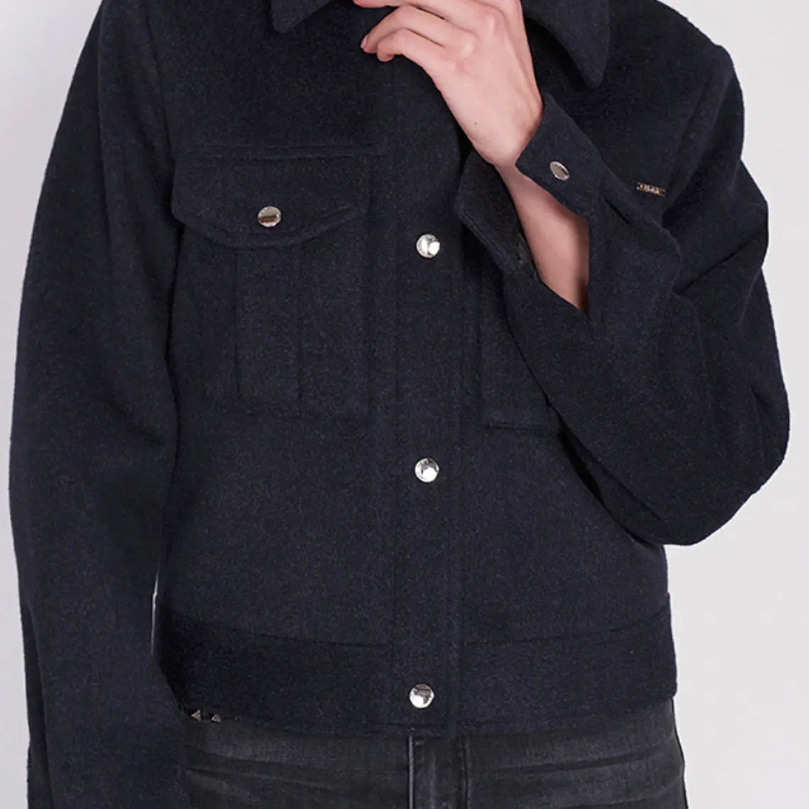 CHAQUETA RECTA MELANGE NEGRO LARGO 52 CM ESPALDA (TALLA L) 1