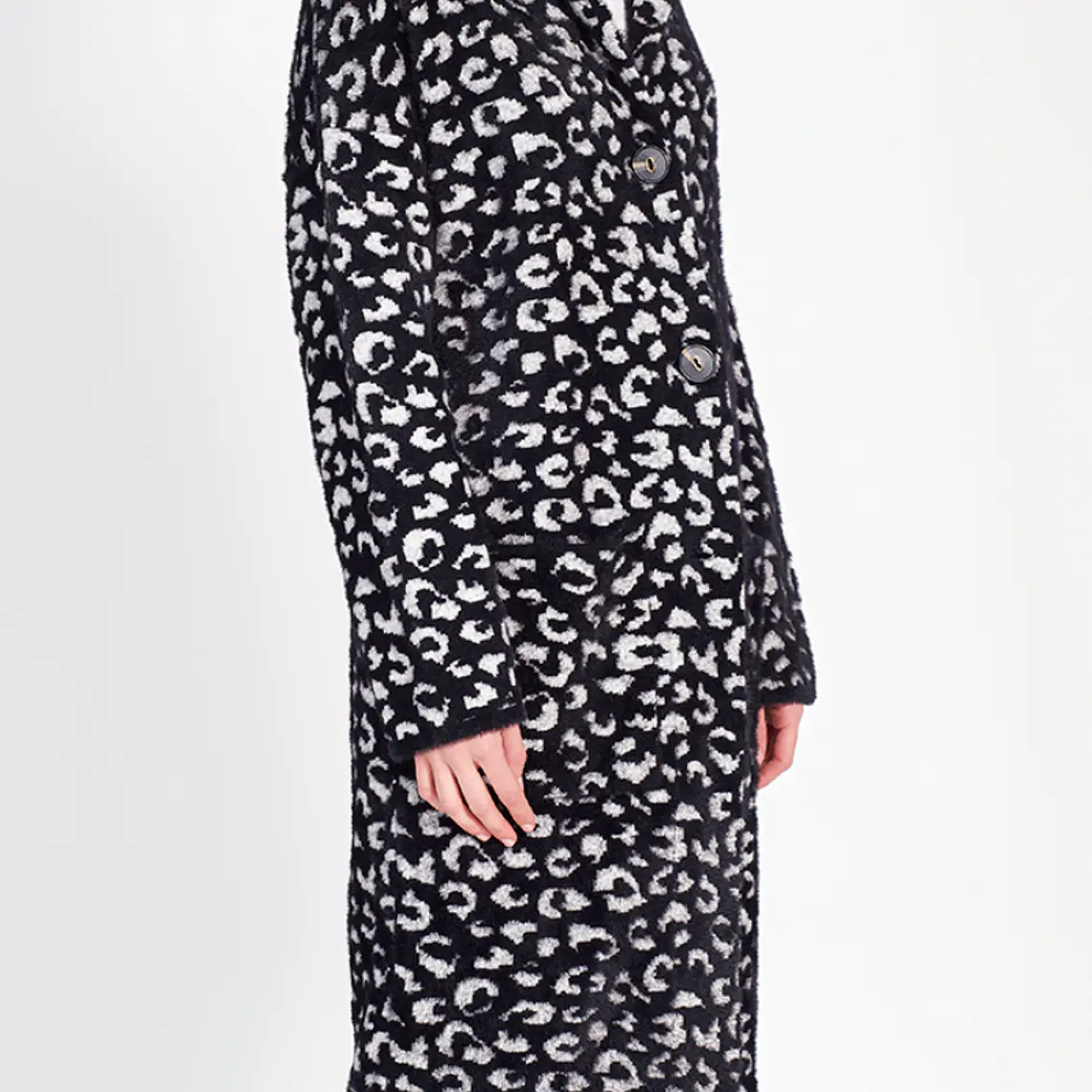 ABRIGO RECTO TEJIDO LEOPARDO  NEGRO (TALLA L) 2