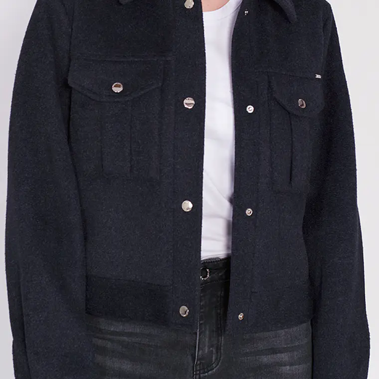 CHAQUETA RECTA MELANGE NEGRO LARGO 52 CM ESPALDA (TALLA L) 2