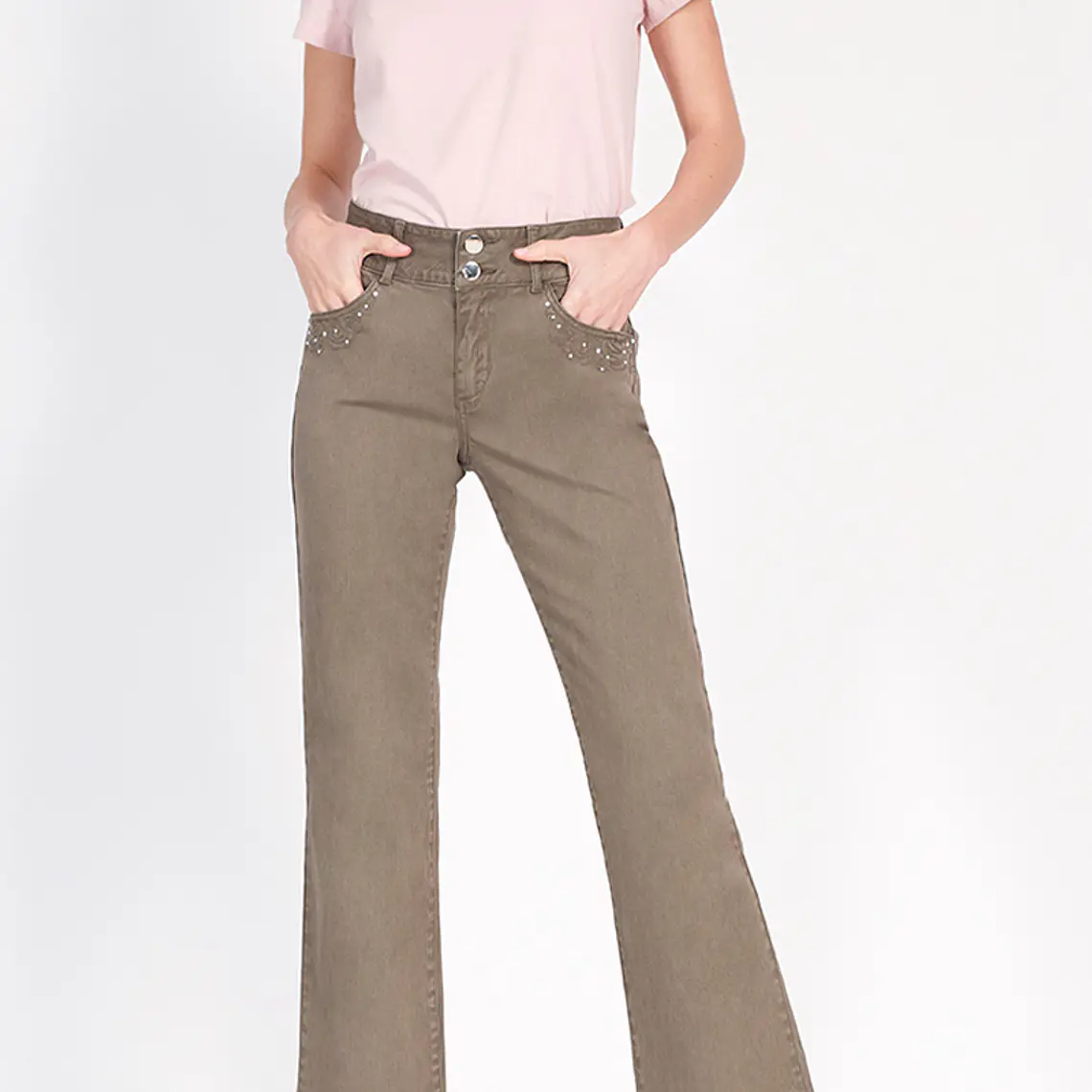 PANTALON RECTO ALGODÓN MODAL BORDADO (TALLA 42) 1