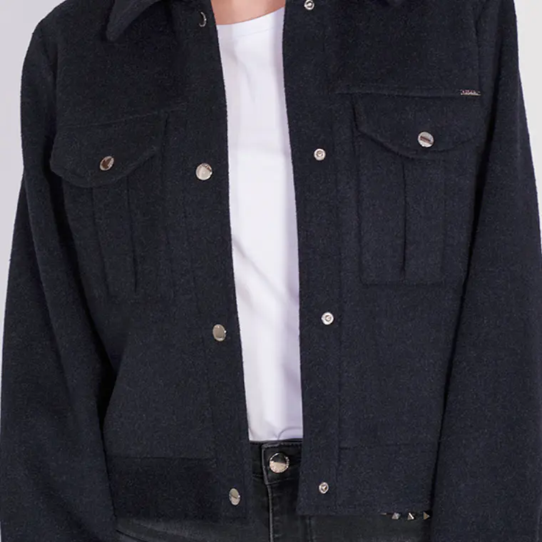 CHAQUETA RECTA MELANGE NEGRO LARGO 52 CM ESPALDA (TALLA L) 4