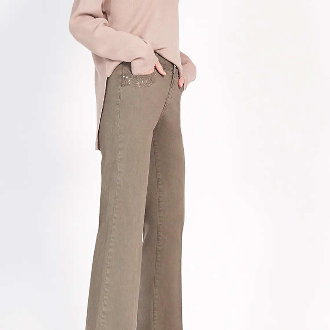 PANTALON RECTO ALGODÓN MODAL BORDADO (TALLA 42) 2