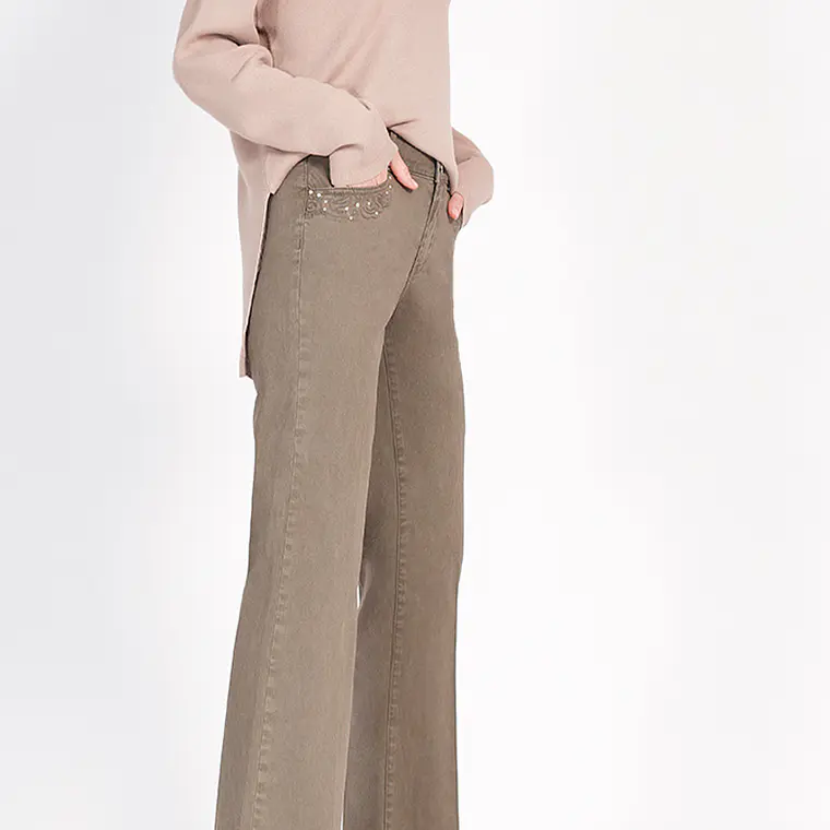 PANTALON RECTO ALGODÓN MODAL BORDADO (TALLA 42) 2