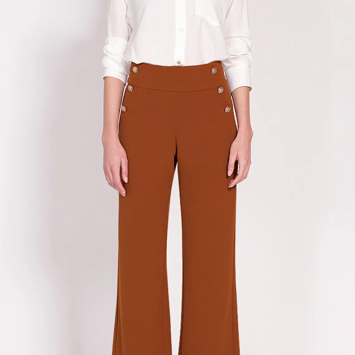 PANTALON RECTO TIRO ALTO TABACO (TALLA L) 1