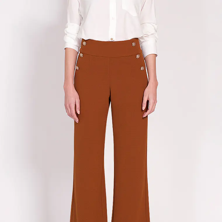 PANTALON RECTO TIRO ALTO TABACO (TALLA L) 1